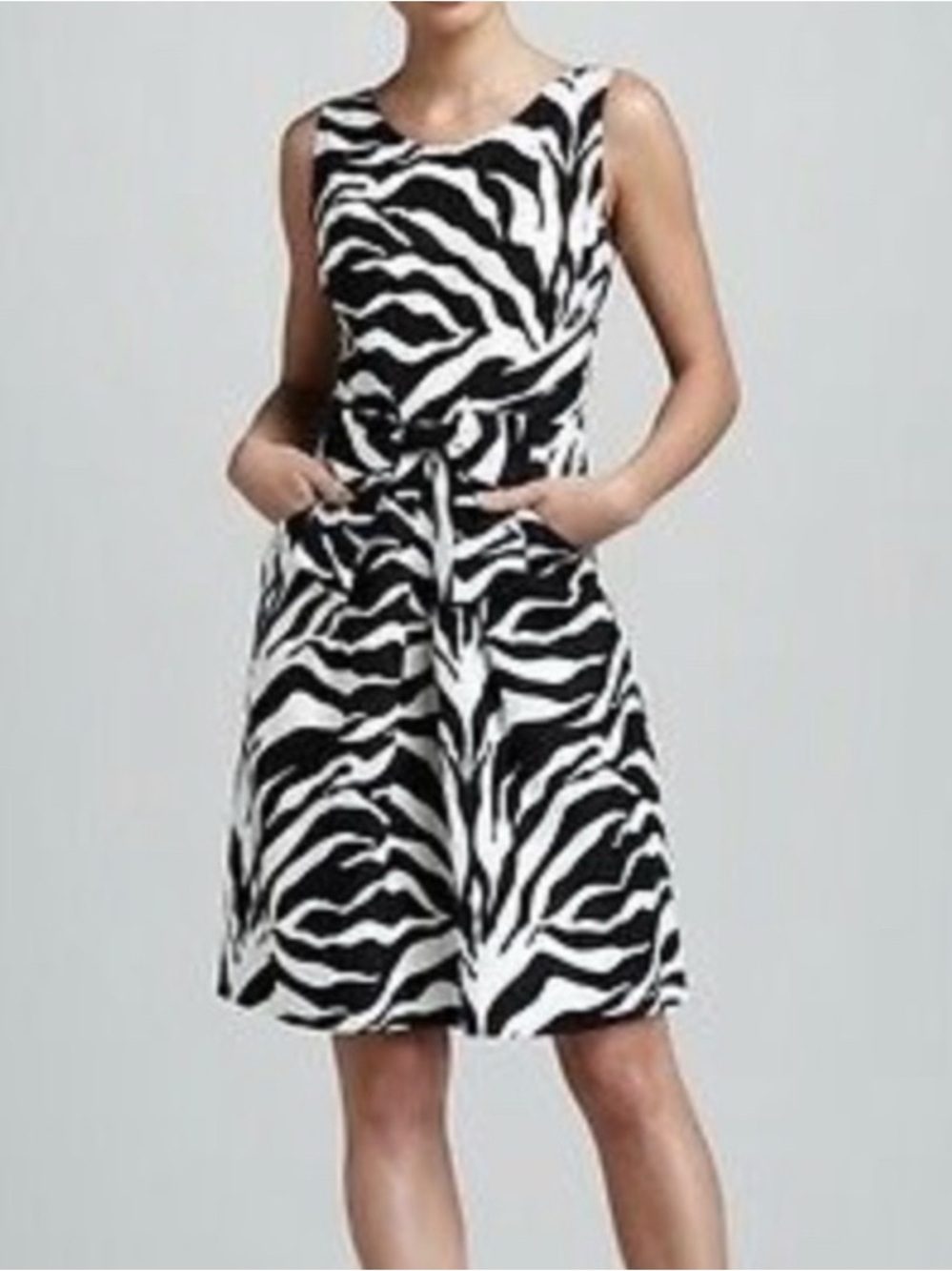 kate spade Black & White Zebra-Print Twist-Waist Mini Dress